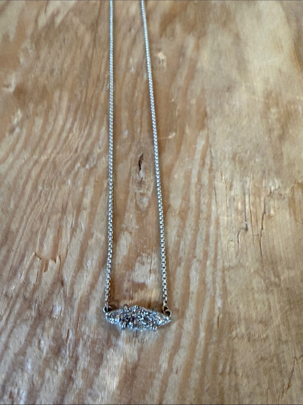 Kendra Scott Silver Crystal Marquise Bar Necklace